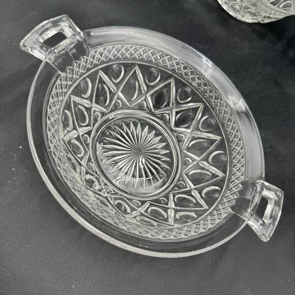 Vtg Handled Bowls 7.25" Cape Cod by Imperial Glass Ohio Glassware Set of 4 - Picture 3 of 10